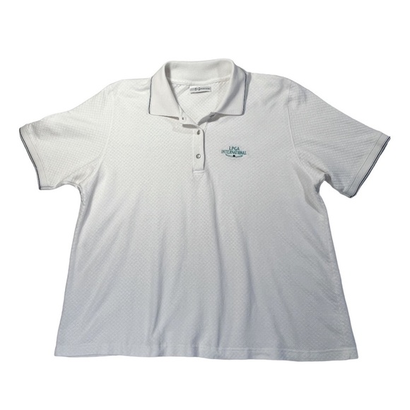 Vintage 90s Polo Golf Shirt WOMEN'S Marcia USA White 1X LPGA - Picture 1 of 12